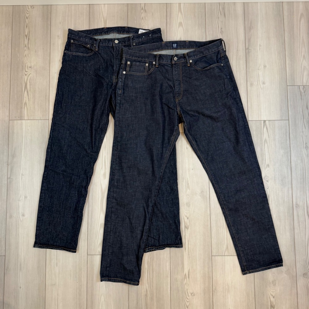 Lot of 2 Gap Mens Jeans 36x32 Straight GapFlex & Athletic Taper Resin Rinse Dark